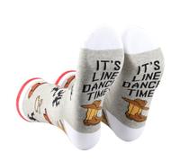 2 Pairs Line Dance Socks Line Dancing Lover Gift Hat Boot Western Country Dance Teacher Sock It's Line Dance Time (UK, Alpha, One Size, Regular, Regular, LINE DANCE 2s)