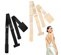 2 Pairs Low Back Bra Converter Bra Extenders 2 Hooks（Spacing 1.3cm), Adjustable backless bra extender Straps Bra Bra Accessories for Women, Bra Strap Extender backless bras for women Back Black Beige