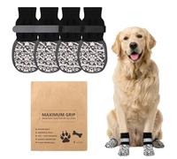 2 Pairs M Dog Socks Anti Slip with Grips, Breathable Cotton Paw Socks with Adjustable Strap, Stop Licking Wounds, Protect Indoor Floors, Non Slip Dog Socks for Active Pets