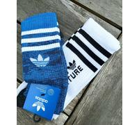 2 PAIRS : M L XL ADIDAS CREW SOCKS Blue/Black & White 40-42 43-45 HC9530 ADI10
