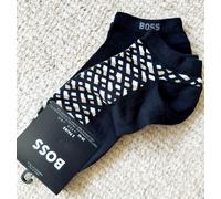 2 Pairs M or L HUGO BOSS Low Cut Trainer Socks Black Cotton Mens HB4