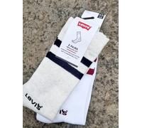 2 Pairs M or L LEVI'S Oatmeal / White Cushioned Trainer SOCKS Levbox2