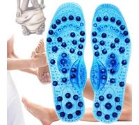 2 Pairs Magnetic Massaging Insole for Men Women Acupressure Magnet Therapy Foot Insole Reflexology Pain Relief Shoes Inserts Pads for Burn Fat, Weight Loss,S,Blue