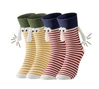 2 Pairs Magnetic Socks That Hold Hands Set, Novelty Hand In Hand Funny Socks, Funny Gifts for Women Men Girlfriend Friends Partner Couples Children