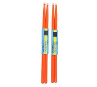 2 Pairs Maple Wood Drumsticks with Water Drop Tips | Smooth Non-slip Surface, Orange Finish, Cymbal Articulation, Versatile Choice for Beginners and Band Drummers