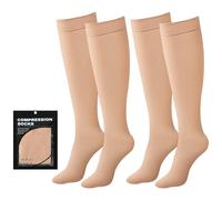 2 Pairs Medical Compression Socks for Women & Men 20-30 mmHg, Knee High Closed Toe Compression Stockings, Graduated Support Pressure Socks for Varicose Veins, Edema, Flight, Nursing