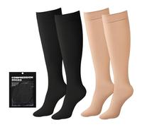 2 Pairs Medical Compression Socks for Women & Men 20-30 mmHg, Knee High Closed Toe Compression Stockings, Graduated Support Pressure Socks for Varicose Veins, Edema, Flight, Nursing