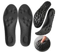 2 Pairs Memory Foam Insoles Set, Breathable, Shock Absorption, Comfort Massage Insoles Replacement Shoe Inserts for Men Trainers Sneakers Sports Shoes Work Boots Running(Black/43-44)