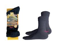 2 Pairs Men's Diabetic Black Merino Lambs Wool Socks, Wool Blend, Hiking, Walking, Outdoor Winter Extra Warm 2.4 TOG, UK Size 6-11, Non Elastic Loose Soft Top
