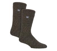 HEAT HOLDERS 2 Pairs Mens Merino Wool Socks Warm Knitted Reinforced Heel and Toe Socks (6-11, Khaki)