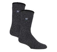 HEAT HOLDERS 2 Pairs Mens Merino Wool Socks Warm Knitted Reinforced Heel and Toe Socks (6-11, Black)