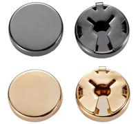2 Pairs Metal Button Covers for Men's Shirts, Gold and Black Zinc Alloy Round Imitation Cufflinks with Fixed Clip, for Tuxedo, Business, Formal Shirts, Cuff Accessories