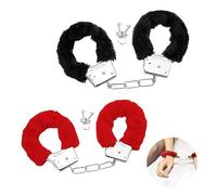 2 Pairs Metal Handcuffs Set with Keys, Fluffy Handcuffs for Adults, Sexy Handcuffs, Costume Props for Cosplay, Play Party Toys Supplies Lover Couple, Valentine's Day Gifts