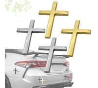 2 Pairs Metal Jesus Christ Cross Badge Stickers,Cross Sticker for Car,Faith Design Car Emblems for Trunk, Tailgate, Fenders(Silver+Gold)