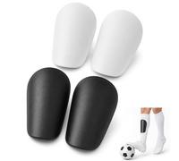 2 Pairs Mini Football Shin Guards, Anti-Slip Plastic Pads for Adult Sports | 10 x 6cm compact size, durable hard-wearing construction, contoured secure fit, ideal for training and match play