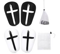 2 Pairs Mini Shin Guards Soccer, 3.93x2.36 inch Black & White Cross Protective Soccer Shin Guards Small Football Shin Pads Equipment for Youth Kids Boys Girls Adults