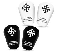 2 Pairs Mini Soccer Shin Guards, 3.15x1.97 Inch Black & White Jesus Cross Football Shinguards with Bible Verse Religious Small Shins Pads Accessories for Kids Adults Boys Girls
