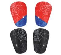 2 Pairs Mini Spider Football Shin Guards, 3.15x1.97in Web Tight Guard Comfortable Small Soccer Shin Pads Tiny Protection Equipment for Kids Toddler Youth Boys Girls