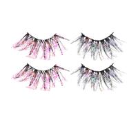 2 Pairs Mm Luminous Glitter False Eyelashes 3d Faux Fiber
