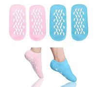 2 Pairs Moisturising Socks, Moisture Gel Socks Soft Moisturising Foot Socks for Women and Men, Gel Socks for Moisturising Dry Feet Cotton Gel Toe Moisturizing Spa Silicone Socks(Blue Pink)