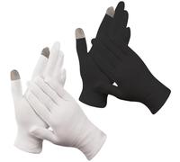 2 Pairs Moisturizing Gloves, Touch Screen Gloves White Cotton Gloves for Dry Hands Eczema, Hand Spa Treatment Gloves for Repair Rough Cracked Dry Chapped Hands Skin (White and Black