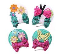 2 Pairs Mouse Ear Clips with Glittering Sequin Bow, Girls' Hair Barrettes Hair Accessories for Theme Birthday Party Festival Decoration (Magic)