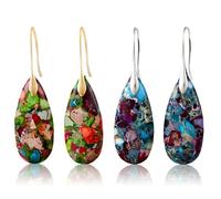 2 Pairs Natural Stone Earrings, Drop Earrings for Women, Fishhoop Dangle Dangling Earring, Waterdrop Stone Dangle Earring, Boho Ear Dcoration, Trendy Statement Jewelry Gift for Friends
