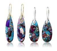 2 Pairs Natural Stone Earrings, Drop Earrings for Women, Fishhoop Dangle Dangling Earring, Waterdrop Stone Dangle Earring, Boho Ear Dcoration, Trendy Statement Jewelry Gift for Friends