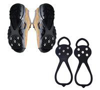 2 Pairs Non Slip Gripper Spike, Ice Cleats Crampons with 5 Anti Slip Studs, Adults Kids Universal Snow Grippers Traction, Anti Slip Rubber Grips for Shoes and Boots (Black,Child)
