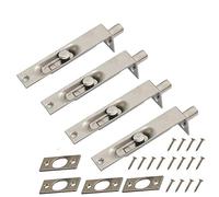 2 Pairs NUZAMAS Door Flush Bolt 4 inch (10cm) - Heavy Duty Stainless Steel Door Edge Lever Slide Bolt Latch Lock, Primary Secondary Doors, Double-Open Security