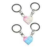 2 Pairs of Building Block Key Rings, Spliced Heart Shapes, Creative Simple and Personalized Hanging Decorations, Valentine's Day Couple Gifts, Key Accessories.