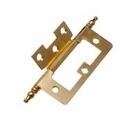2 Pairs of Cabinet Door Flush Hinges + FINIALS EB Brass Plated Steel 75MM