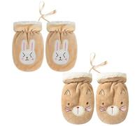 2 Pairs of Children's Gloves, Cute Cartoon Gloves, Winter Warm Gloves, Baby Winter Supplies, Plush Gloves