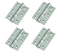 2 Pairs of Door Hinges 3" 75mm Ball Bearing Hinges Polished Chrome Suit Internal Doors Pair (2)