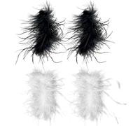 2 Pairs Of Feather Clips, Creative Simple Hair Clips, Back Of Head Clips, Ele Fashionable Hair Accessories For Women, Black And White Feather Clips, Hairstyle Decoration