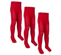 2 Pairs of Girls Cotton Rich Knitted Tights Red 9-10