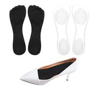 2 Pairs of Inserts for High Heels, 3/4 Gel Cushion Insoles for Women Non-Skidding Adhesive Shoe Pads Comfortable Dress Shoe Insoles for High Heels for Sandals Flats Boots Pumps(Clear, Black)
