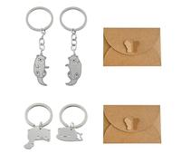 2 Pairs of Keychains and 2 Envelopes, Cute Couple Pendants, Fun Cartoon Bag Pendants, Exquisite DIY Envelope Bags, Birthday Gifts.