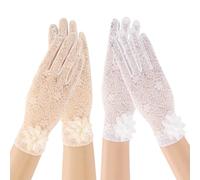 2 Pairs Of Lace Lace Sun Protection Gloves, Non-Slip Mesh Gloves, Women'S Clothing Accessories, Suitable For Celebrations, Weddings, Parties.