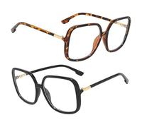 2 Pairs Of Large-Frame Anti-Blue Light Glasses, Retro Square Glasses, Outfit Accessories, Suitable For Reading, Computers, And Games.