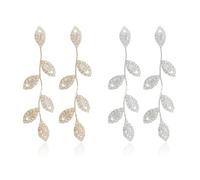 2 Pairs Of Leaf Earrings, Rhinestone Earrings, Exquisite Earrings, Simple Earrings, Fashionable Earrings, Women'S Jewelry (Gold, Silver)