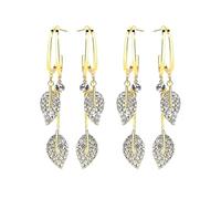 2 Pairs of Leaf-Shaped Earrings, Rhinestone-Encrusted Earrings, Ele Pendant Earrings, Fashionable Earrings, Clothing Accessories