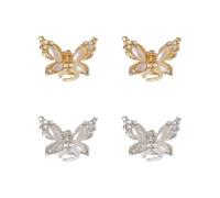 2 Pairs Of Mini Butterfly Clips, Diamond-Set Pearls, Exquisite And Fashionable, Ele Hair Accessories For Women, Fixed Hair Decorations, Wedding Daily Clothing Accessories.