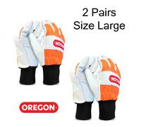 2 Pairs of OREGON Leather Chainsaw Gloves - Left Hand Protection Large