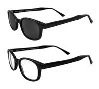 2 Pairs of Pacific Coast Sunglasses X-KD's Biker Sunglasses Black Frames with Clear & Smoke Lenses for Day & Night Protection, Black-clear/Smoke, Adult, Black-clear/Smoke, Adult