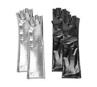 2 Pairs Of Patent Leather Gloves, Stretch Gloves, Long Fingerless Gloves, Punk Style Gloves, Cosplay Costume Accessories