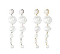 2 Pairs Of Pearl Earrings, Long Drop Earrings, Stylish Statement Earrings, Women'S Jewelry, Clothing Accessories, Art Deco Earrings