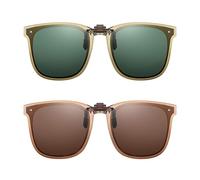 2 Pairs of Polarised Sunglasses Attachment Glasses with Box, Foldable Sunglasses Over Glasses Clip for Glasses Wearers Polarised Sunglasses for Clip-on Sunglasses Clip UV400 Protection