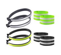2 Pairs Of Reflective Trouser Clips, 2 Pairs Of Reflective Bracelets, Cycling Reflectors, Bicycle Trouser Clips, Protective Reflective Labels, Cycling Accessories