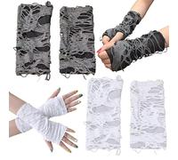 2 Pairs Of Ripped Gloves, Personalized Fashion Sleeves, Unisex, Dark Gothic Sleeves, Clothing Accessories Gloves